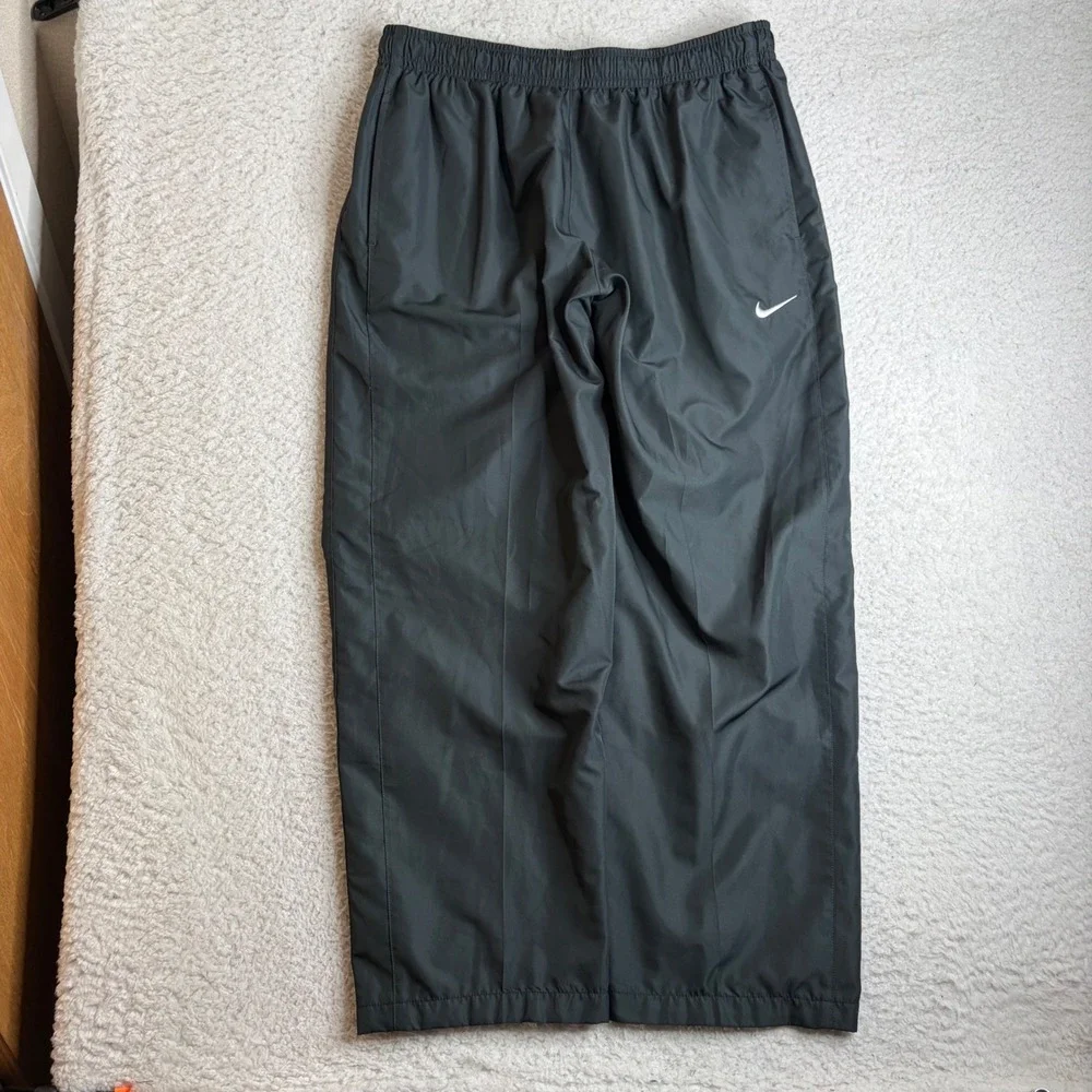Y2K Nike Mens XXL Track Pants Black Mesh Lined Windbreaker baggy loose fit